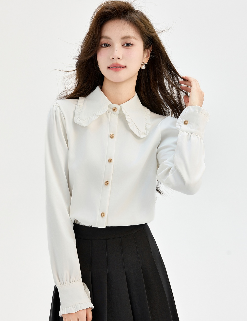 Plus velvet commuting tops Western style shirt