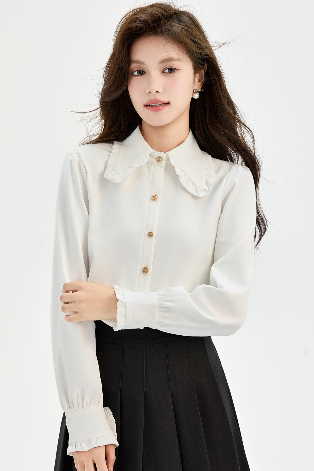 Plus velvet commuting tops Western style shirt