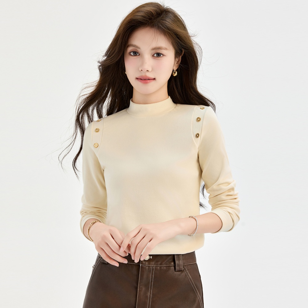 Slim T-shirt half high collar bottoming shirt for women
