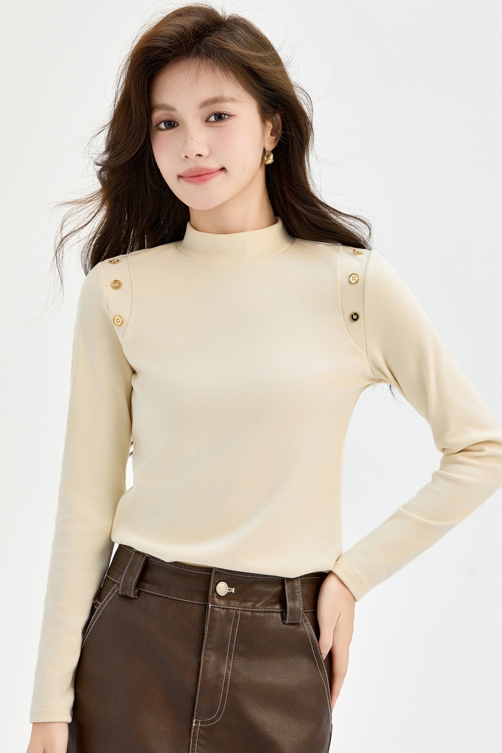 Slim T-shirt half high collar bottoming shirt for women