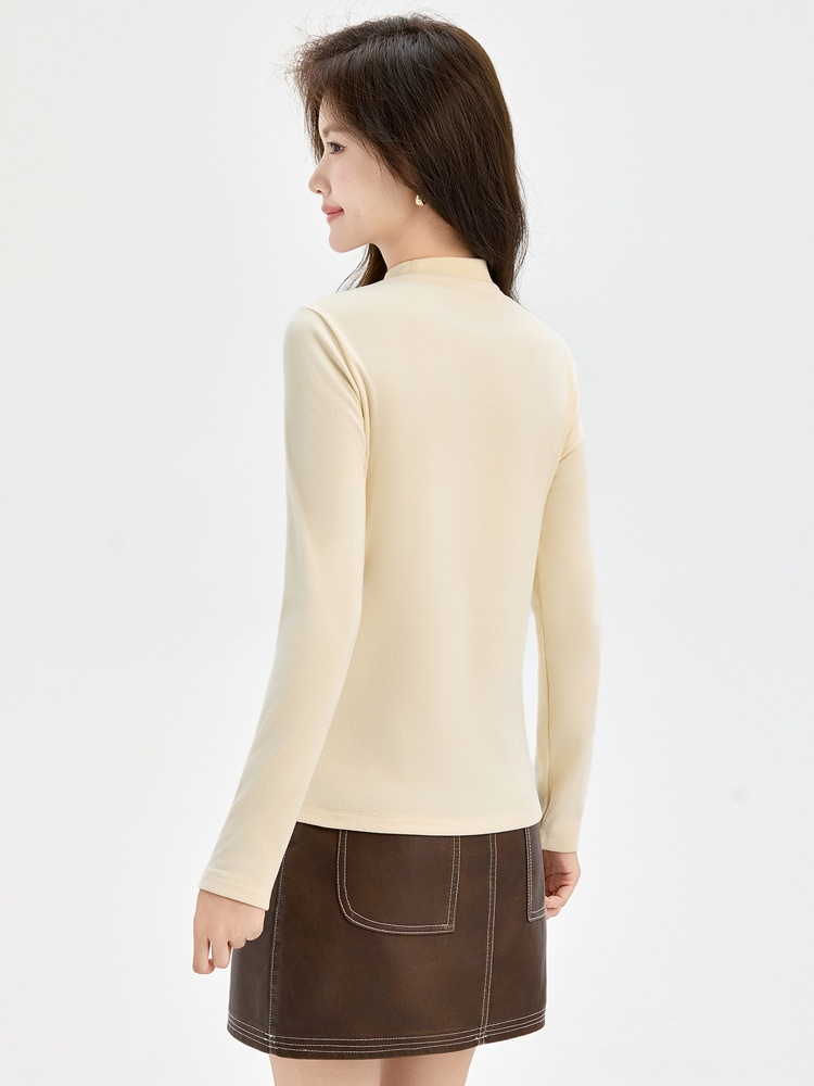 Slim T-shirt half high collar bottoming shirt for women