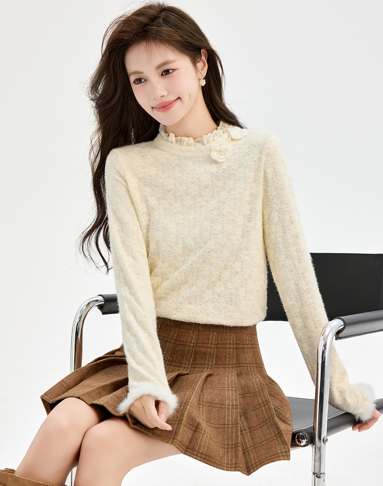 Plus velvet bottoming shirt flowers tops for women