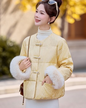 Chinese style goose fashion fox fur elegant down coat