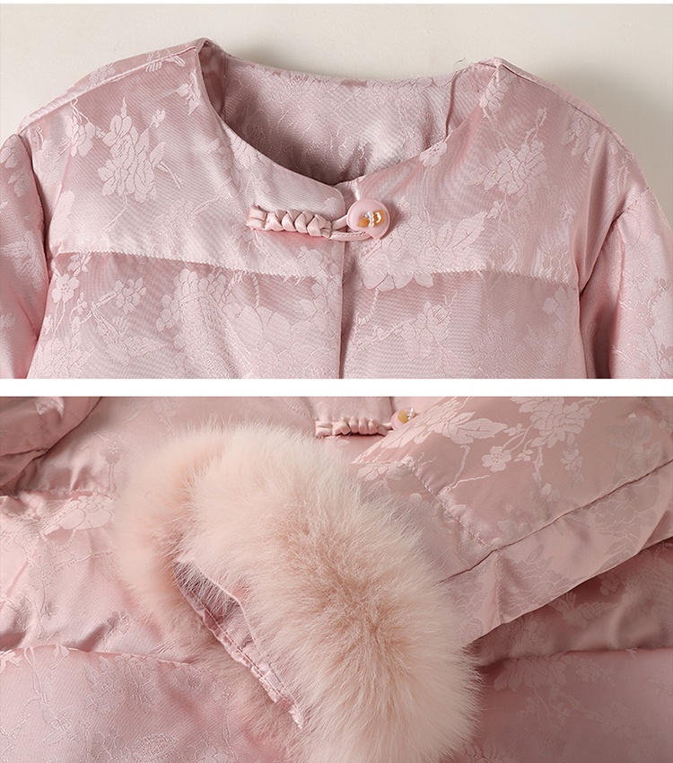 Chinese style goose fashion fox fur elegant down coat