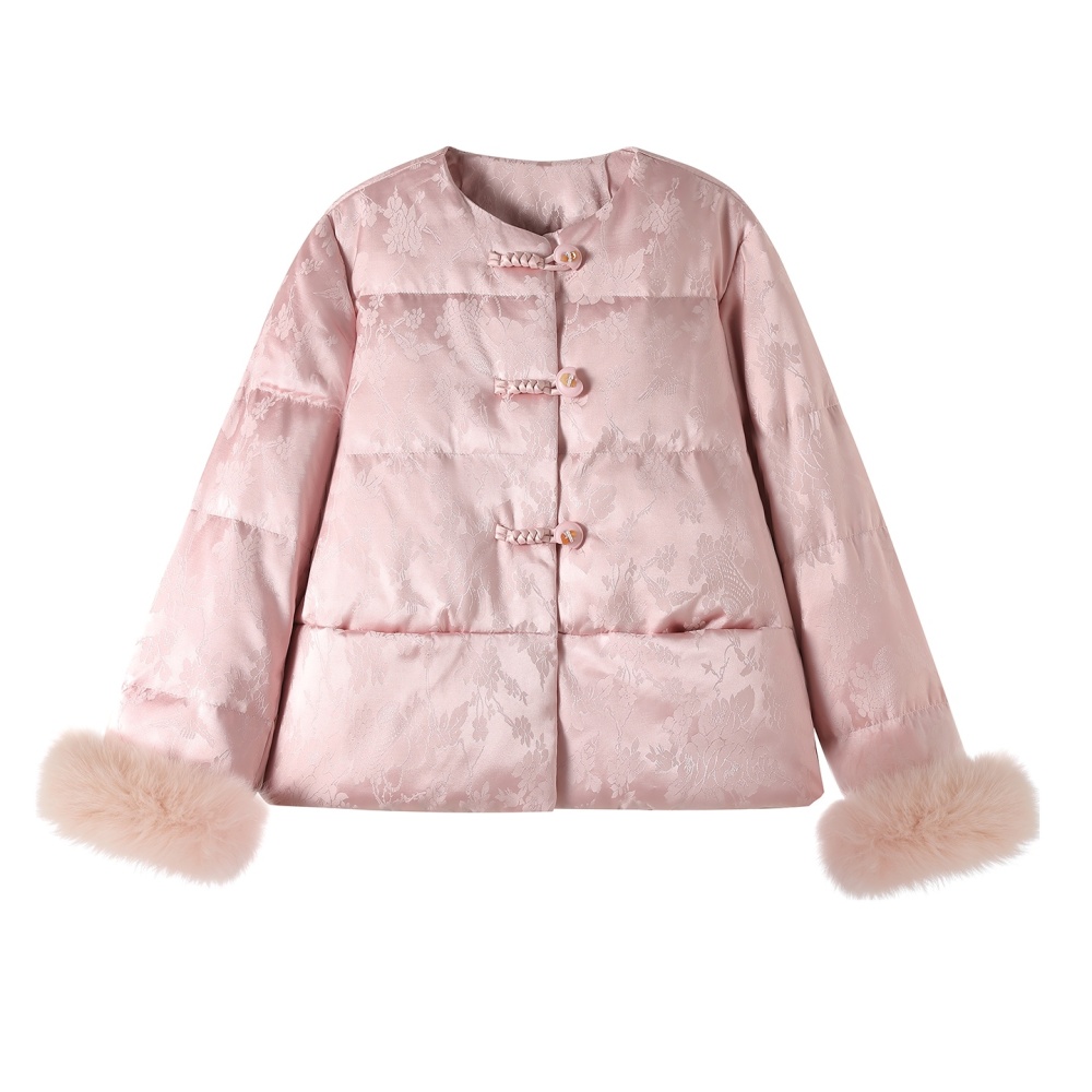 Chinese style goose fashion fox fur elegant down coat