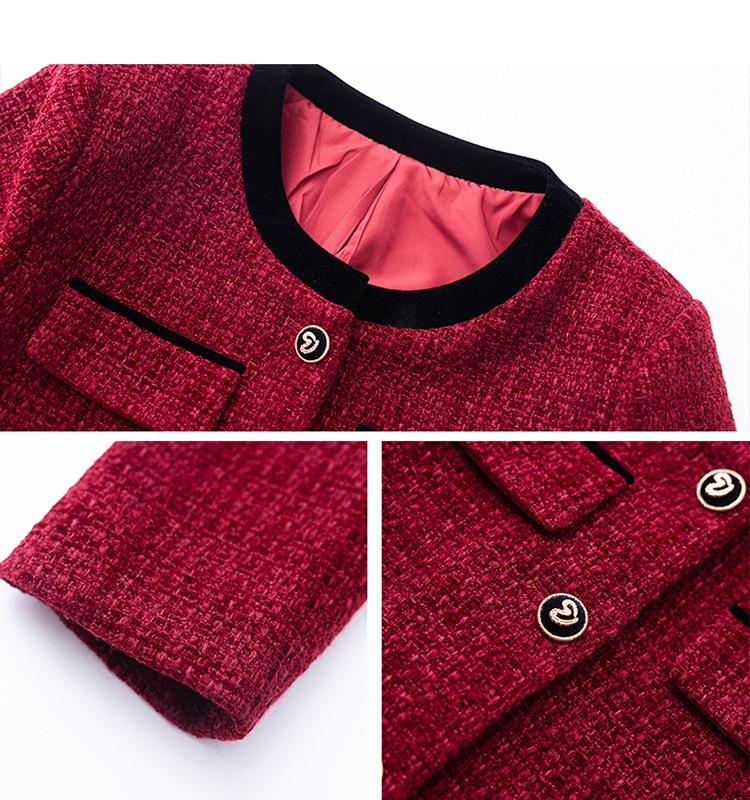 Woolen jacket temperament short skirt 2pcs set