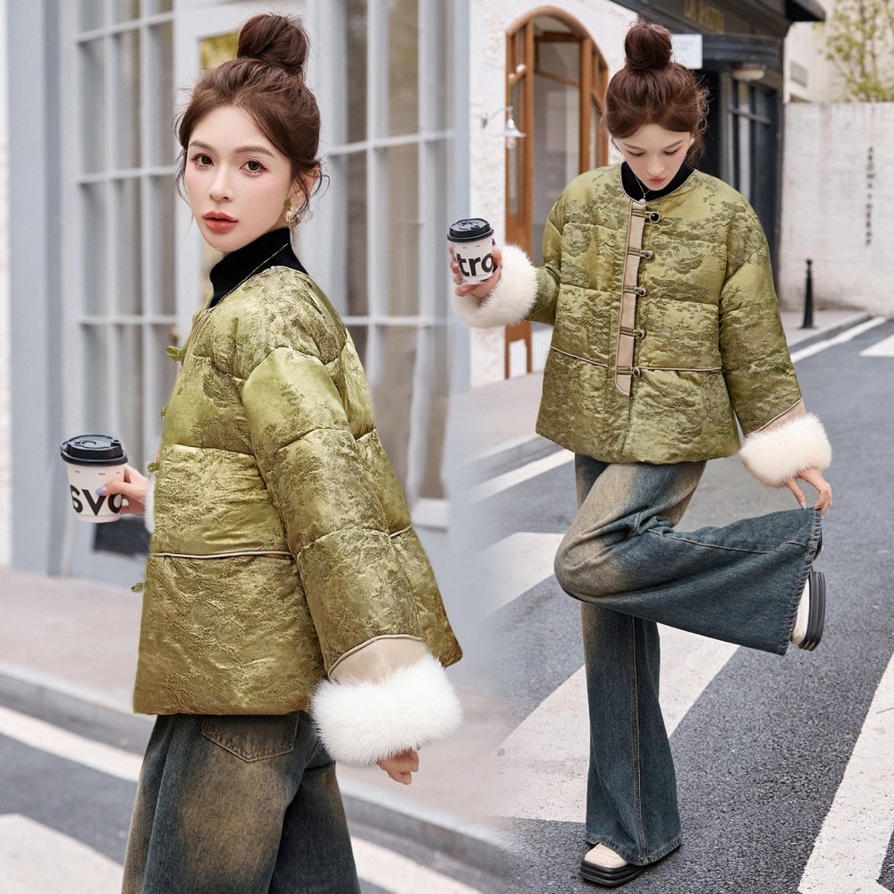 Fox fur pink coat short down coat for women