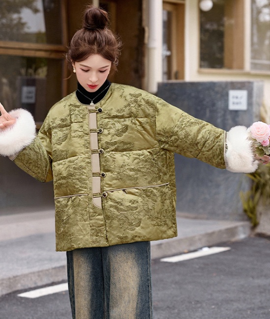 Fox fur pink coat short down coat for women