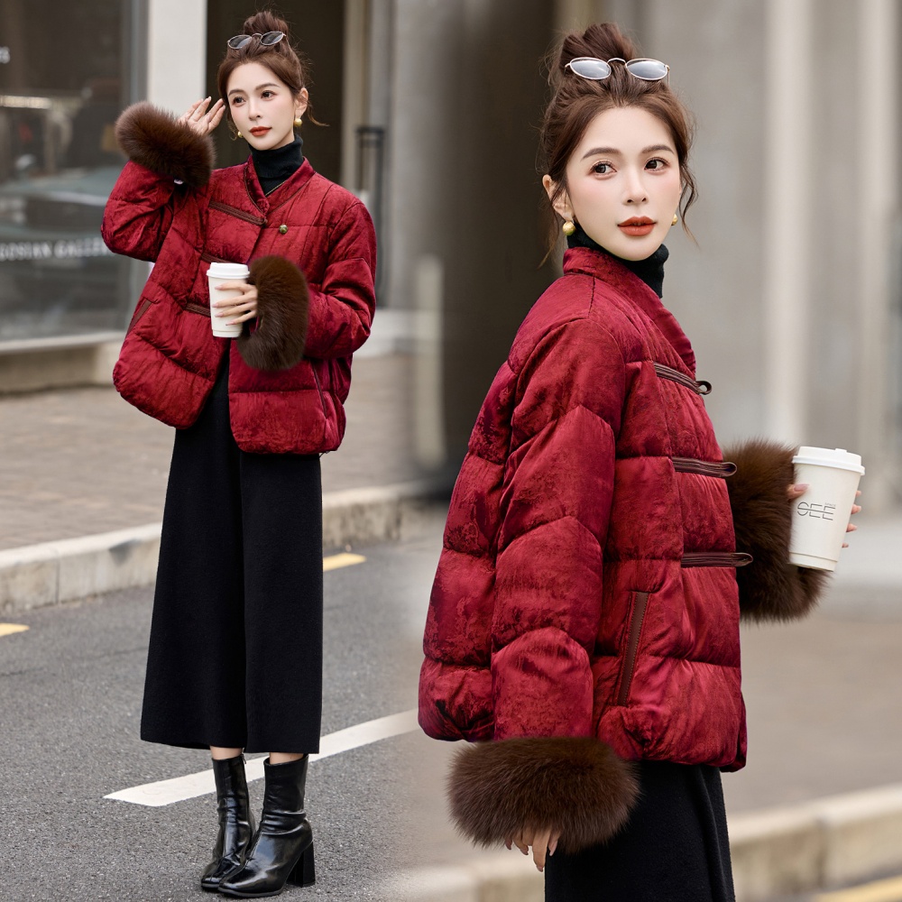 Down fox fur winter Chinese style coat
