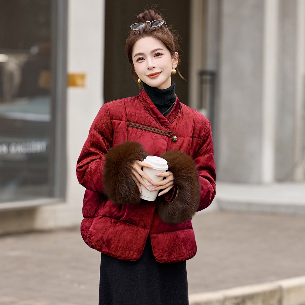 Down fox fur winter Chinese style coat