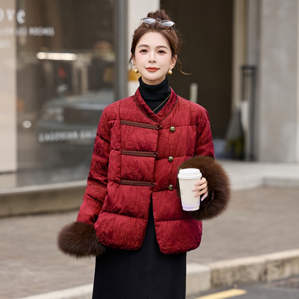 Down fox fur winter Chinese style coat