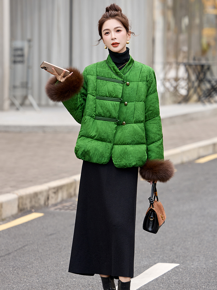 Down fox fur winter Chinese style coat