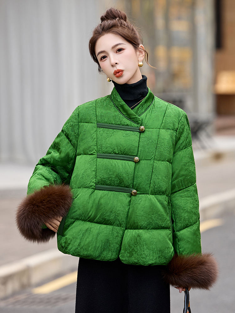 Down fox fur winter Chinese style coat