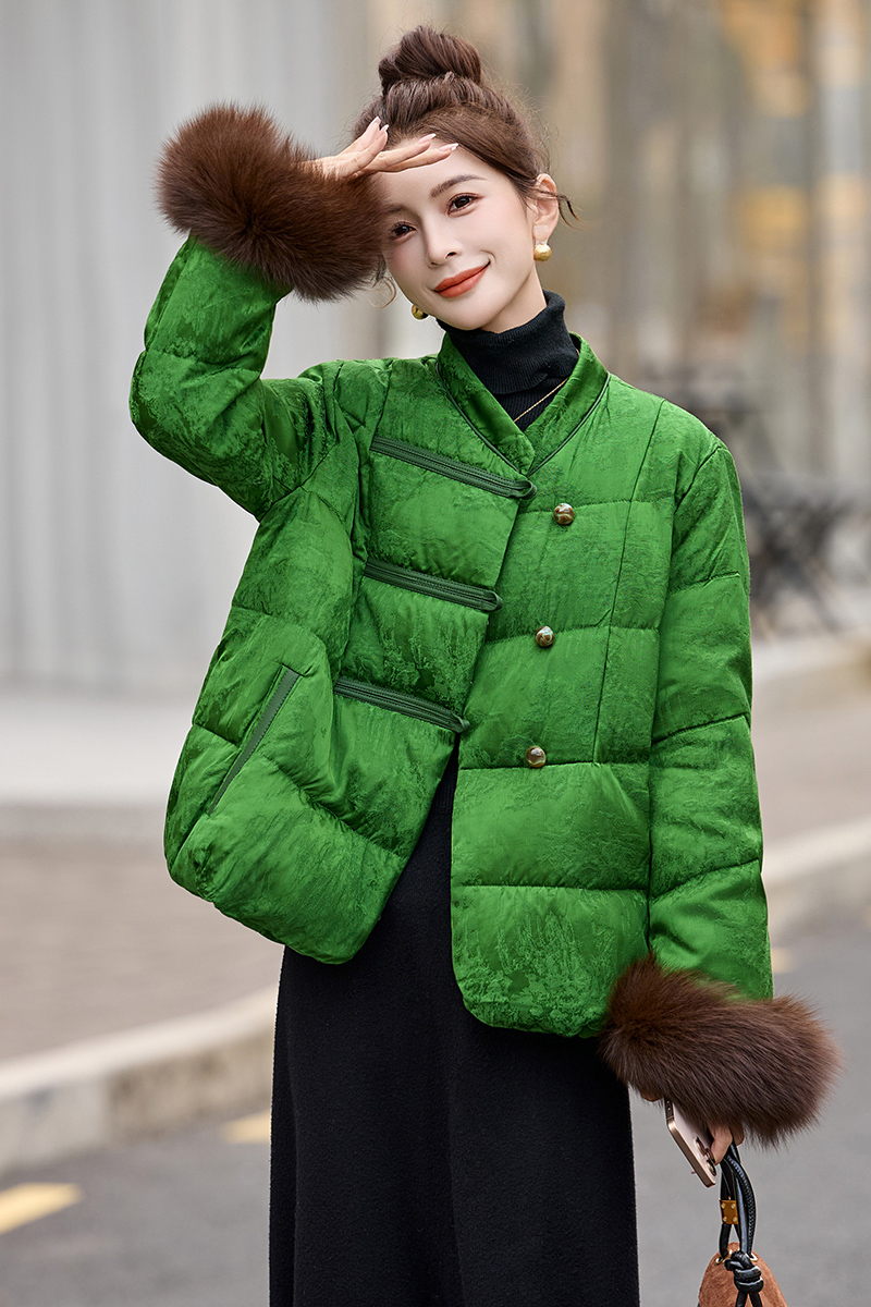 Down fox fur winter Chinese style coat