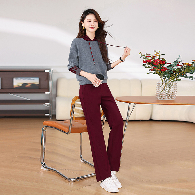 Fashion show young Casual sports hoodie 2pcs set for women