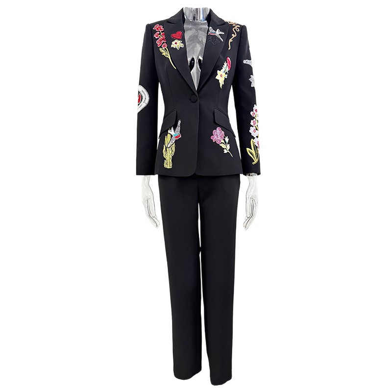 European style long pants fashion business suit 2pcs set