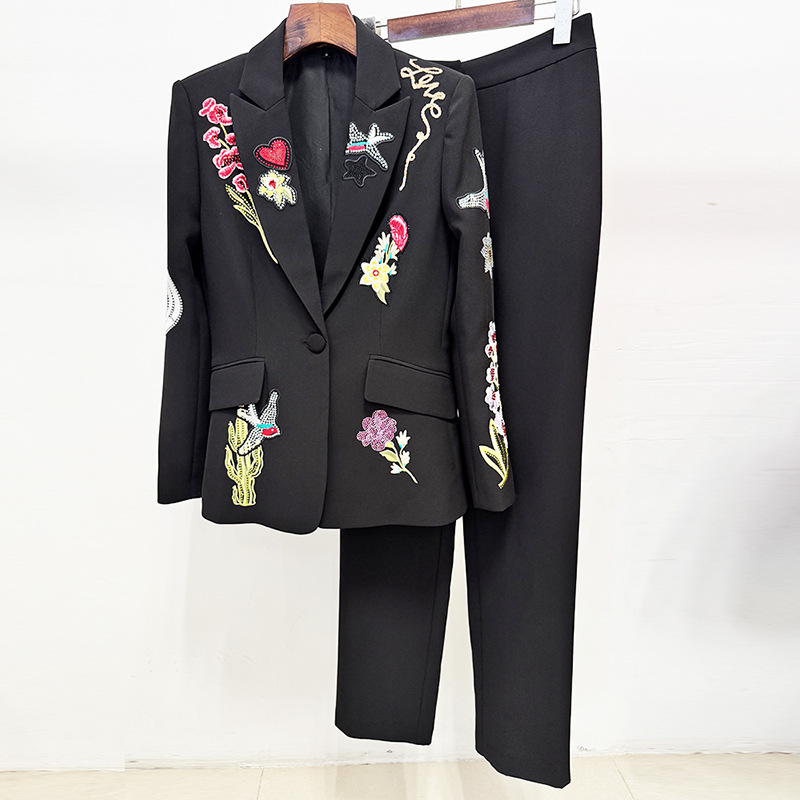 European style long pants fashion business suit 2pcs set