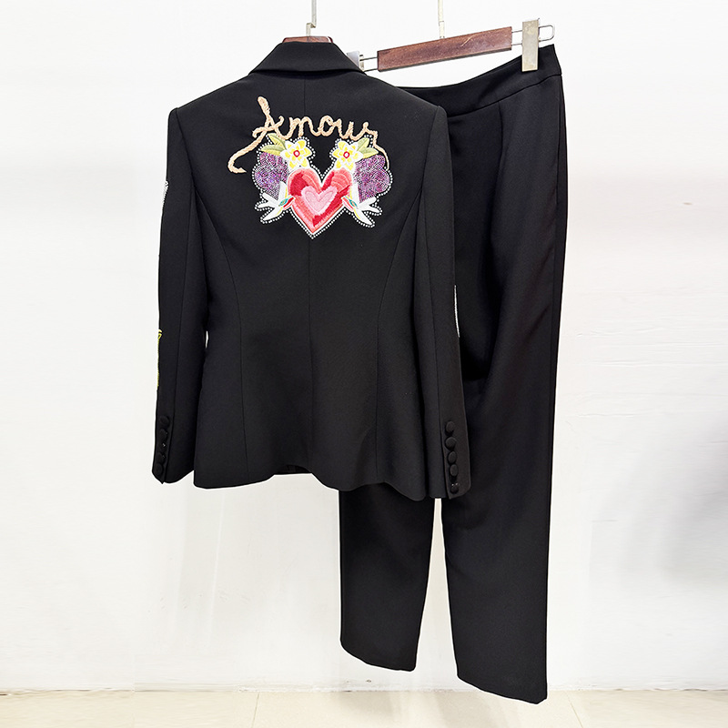 European style long pants fashion business suit 2pcs set