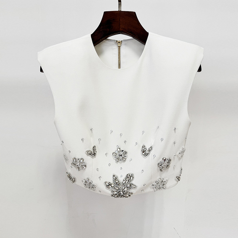 Fashion beading short skirt short vest 2pcs set