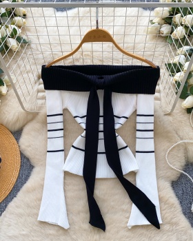 Lazy autumn niche mixed colors stripe sweater for women