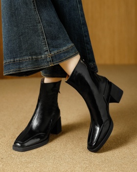 Plus velvet short boots brown half Boots for women