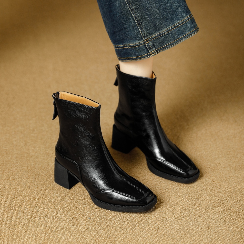 Plus velvet short boots brown half Boots for women