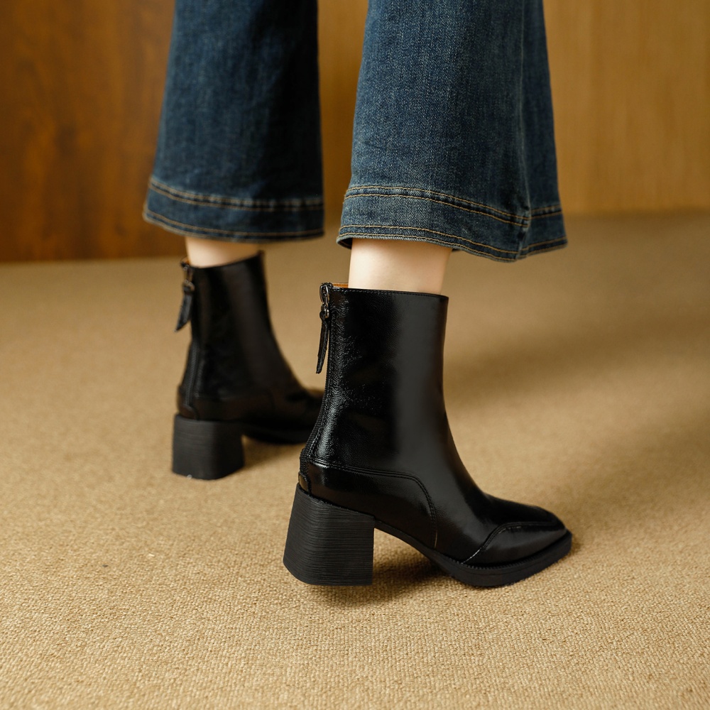 Plus velvet short boots brown half Boots for women