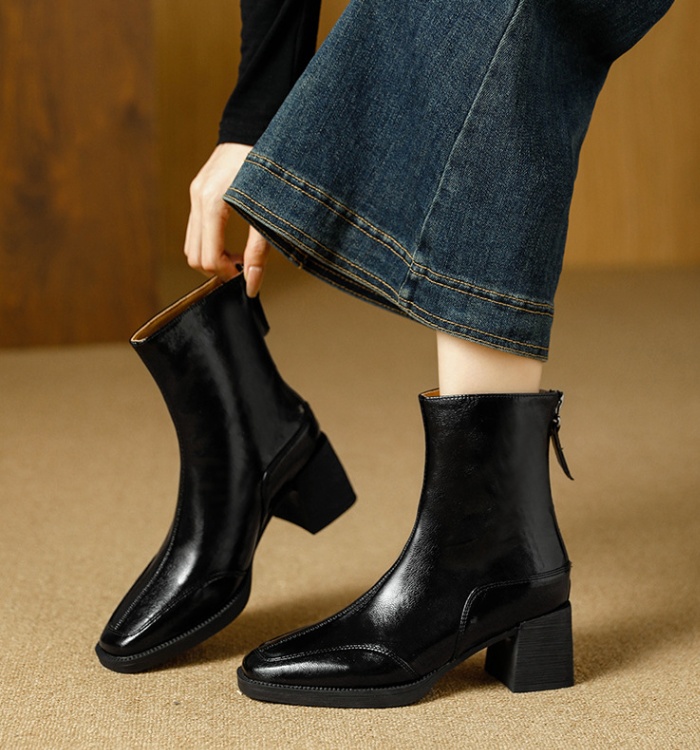 Plus velvet short boots brown half Boots for women