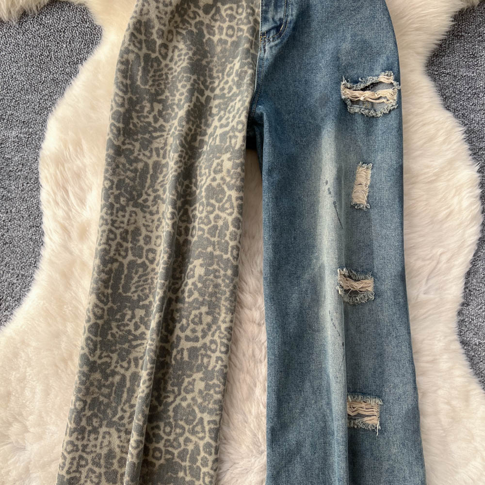 European style splice long pants worn wide leg pants for women