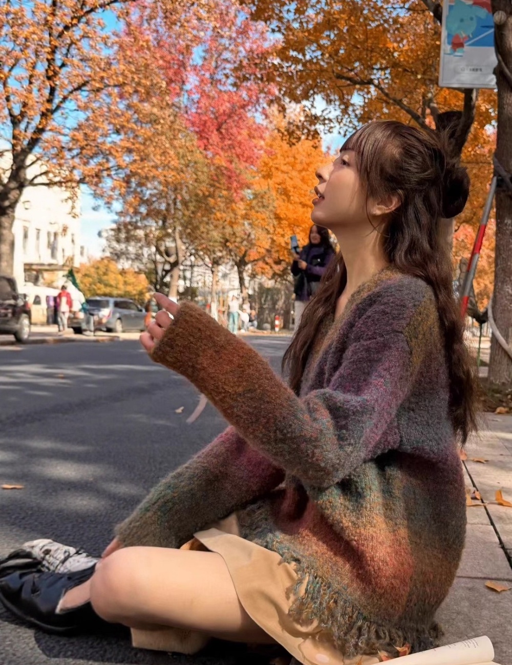 Lazy tassels tops rainbow loose sweater for women