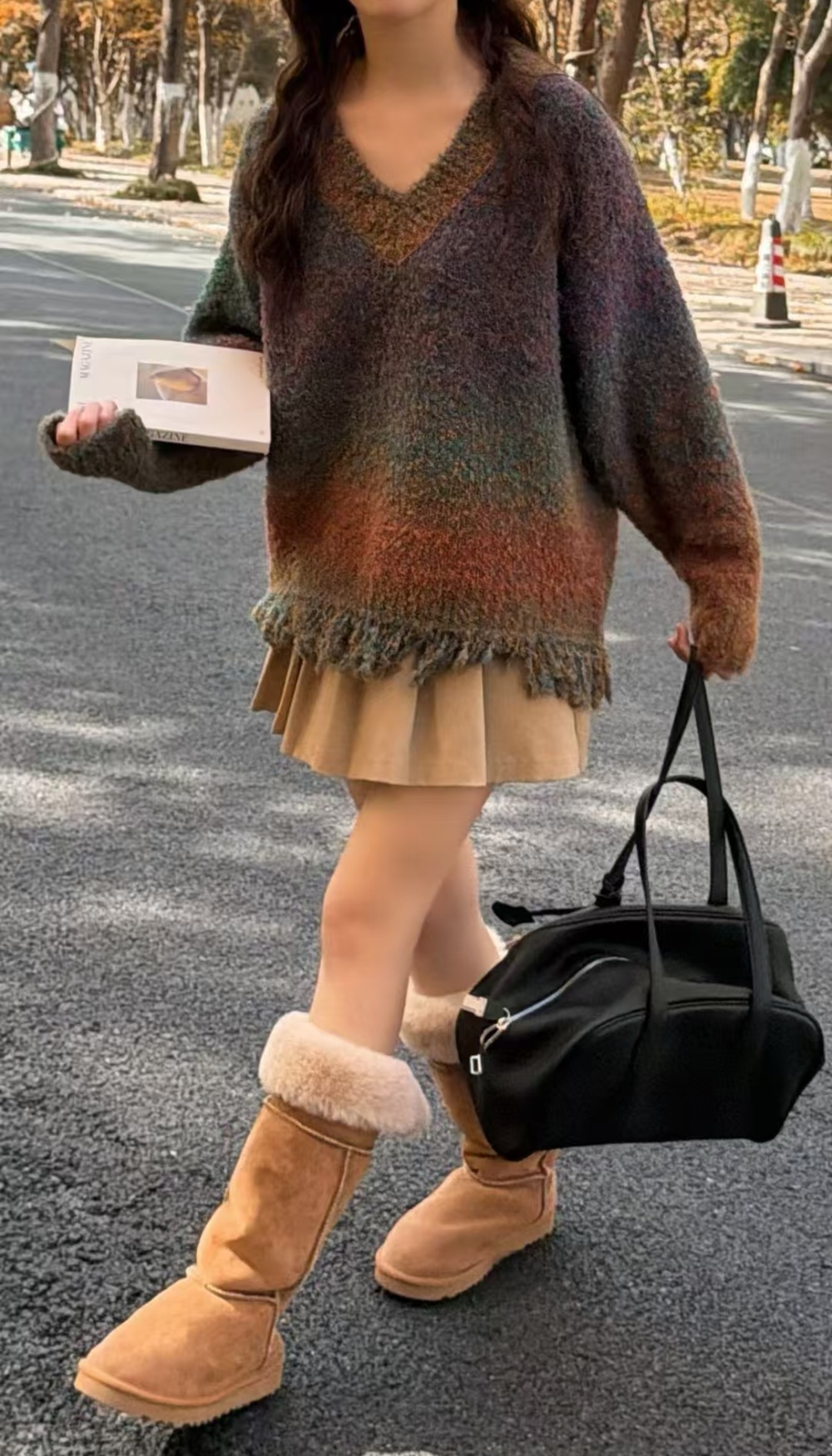 Lazy tassels tops rainbow loose sweater for women