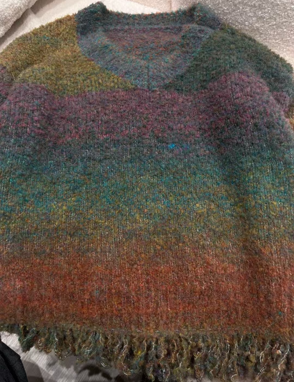 Lazy tassels tops rainbow loose sweater for women