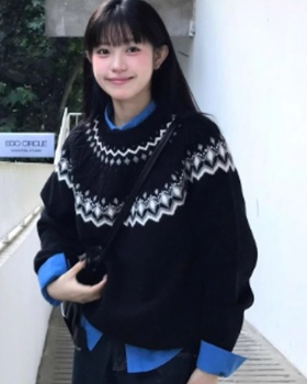 Retro loose lazy sweater winter pullover tops for women