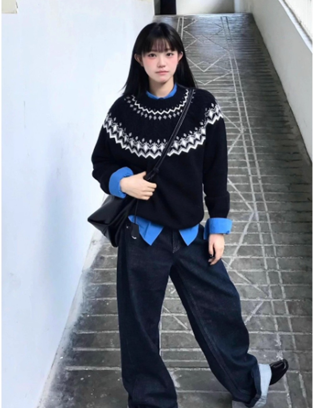 Retro loose lazy sweater winter pullover tops for women