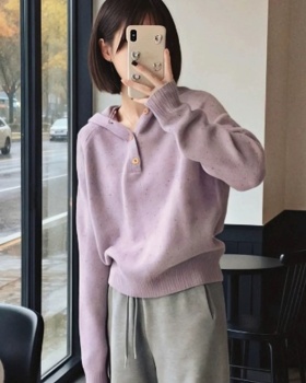 Inside the ride knitted tops purple France style sweater for women