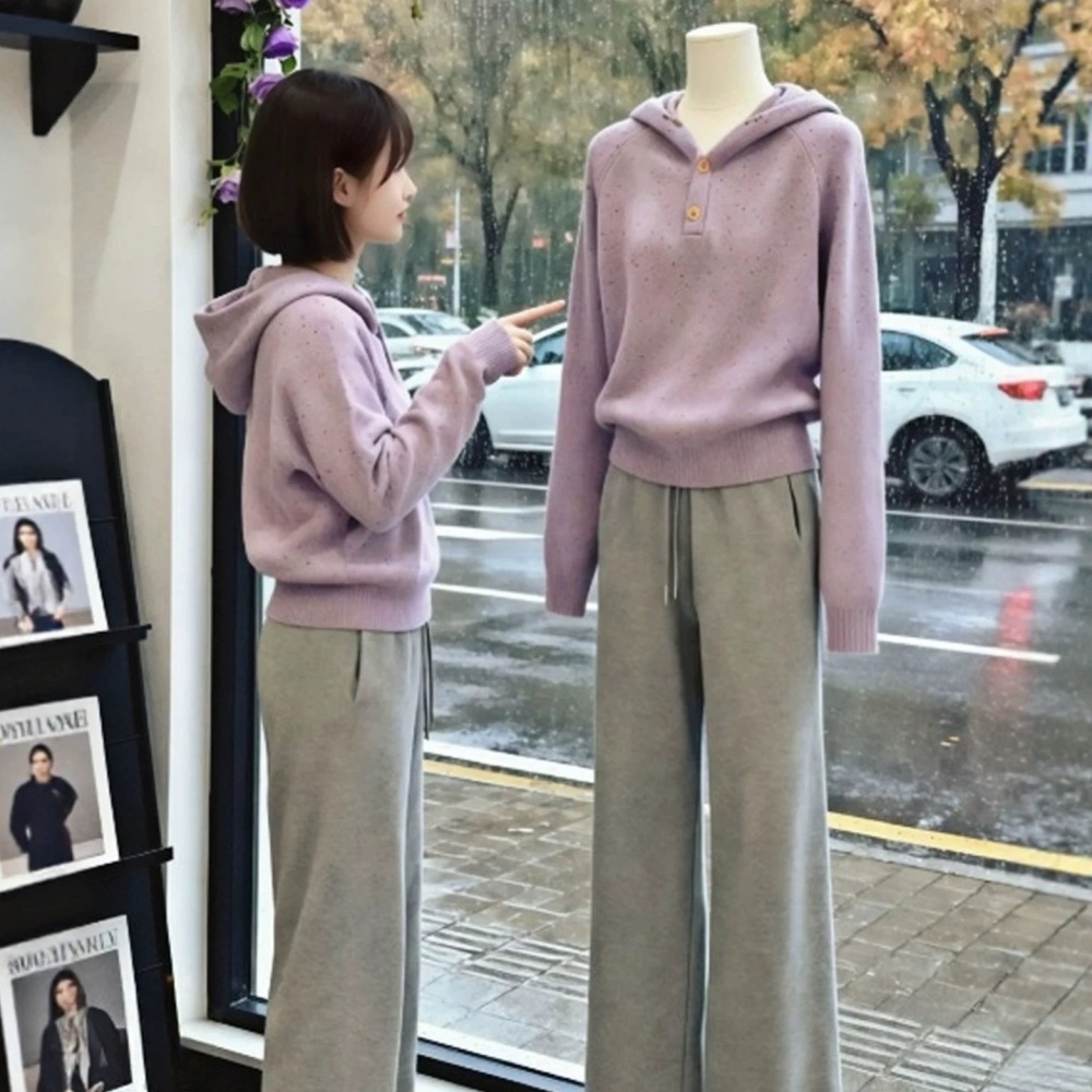 Inside the ride knitted tops purple France style sweater for women