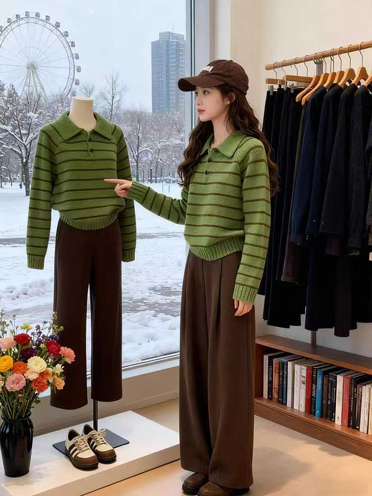 Korean style retro American style winter sweater for women