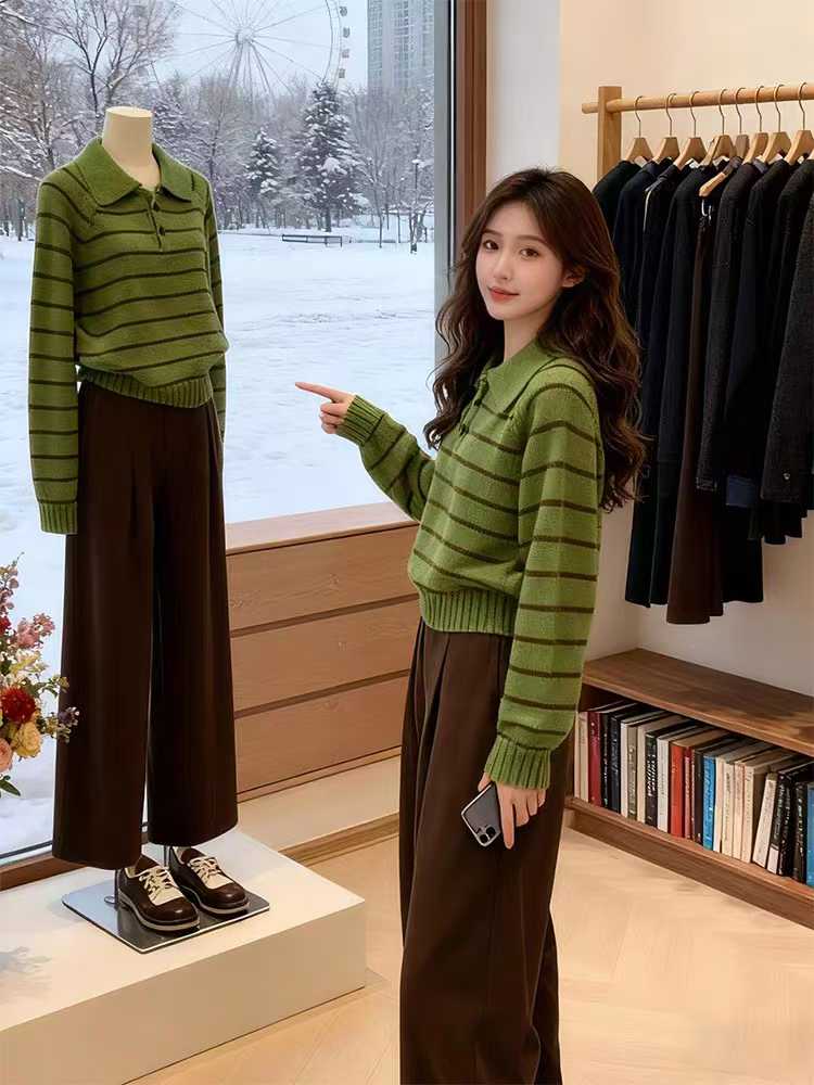 Korean style retro American style winter sweater for women