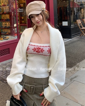 Knitted sling smock winter waistcoat 2pcs set for women