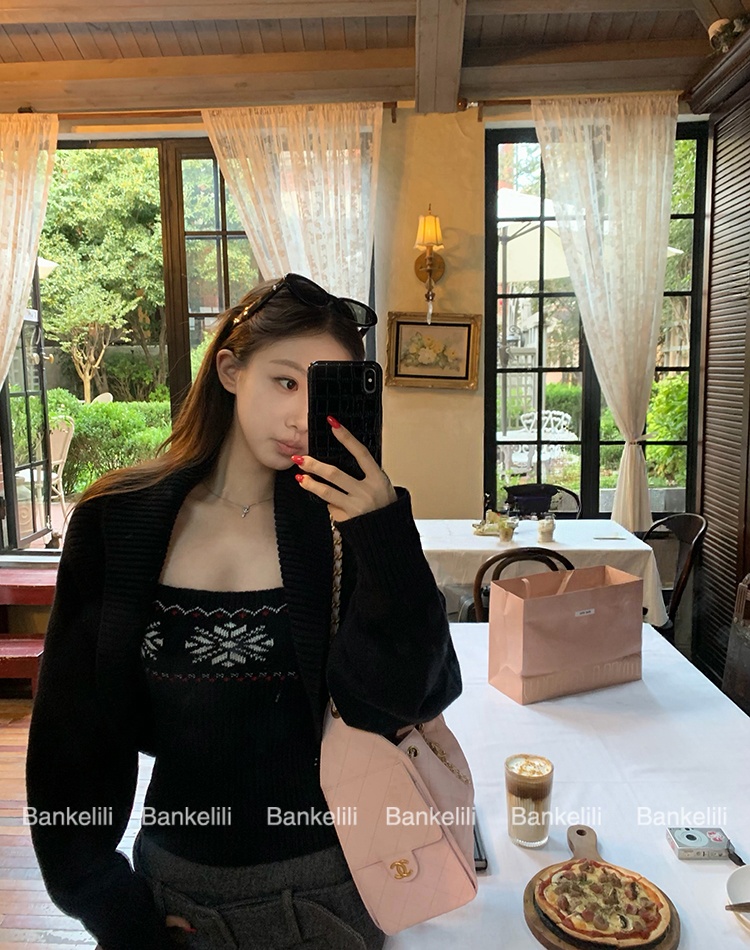 Knitted sling smock winter waistcoat 2pcs set for women