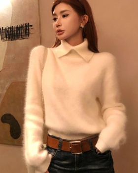 Wool rabbit fur long hair sweater elmo knitted tops