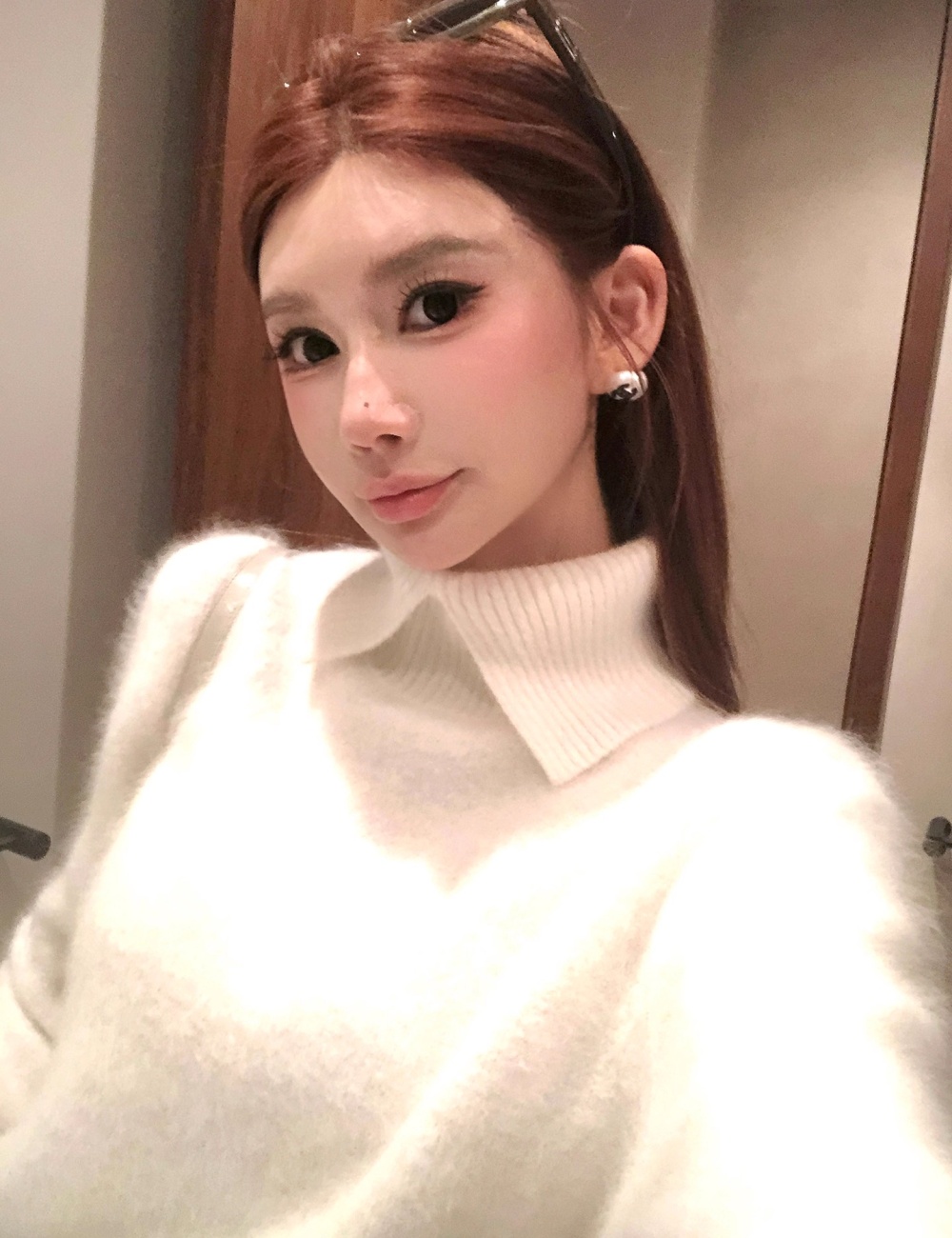 Wool rabbit fur long hair sweater elmo knitted tops