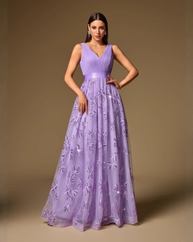 Back zipper party formal dress splice short sleeve prom dress