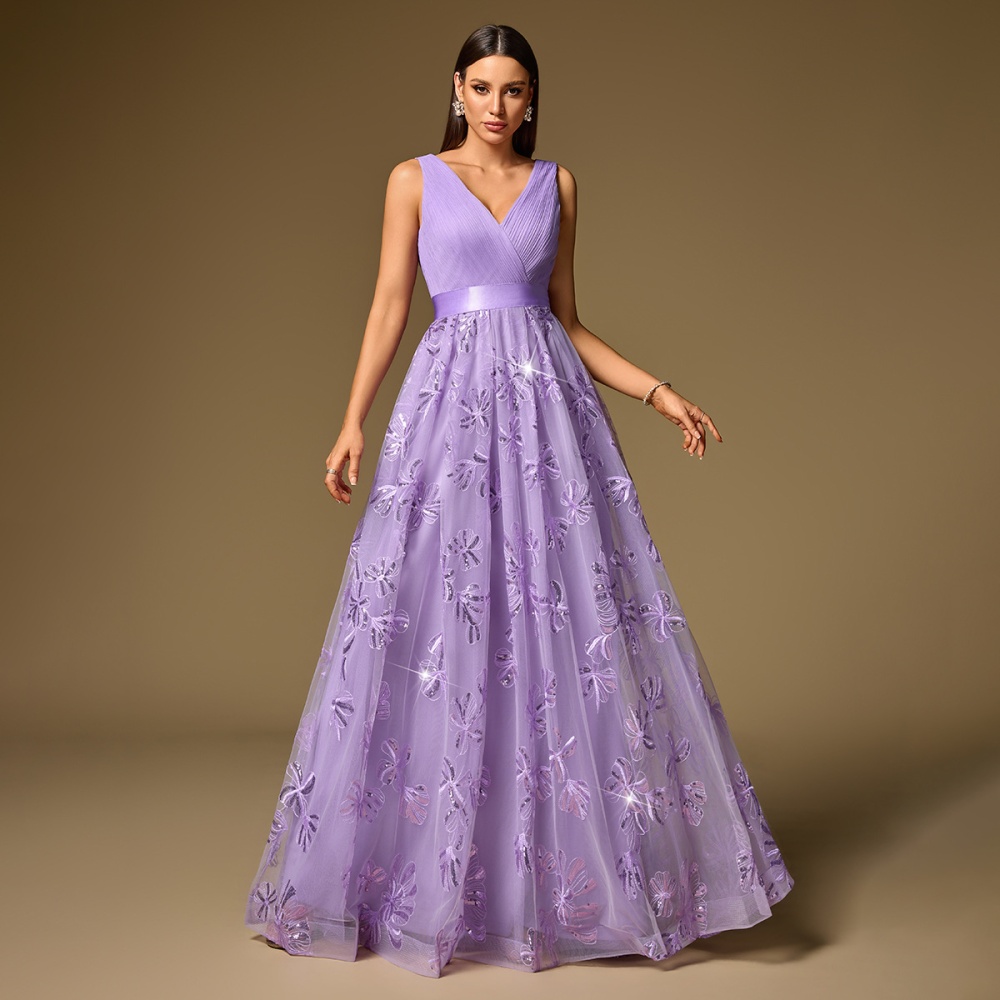 Back zipper party formal dress splice short sleeve prom dress