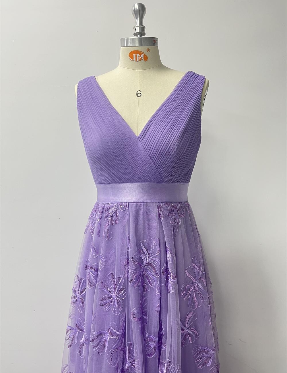 Back zipper party formal dress splice short sleeve prom dress