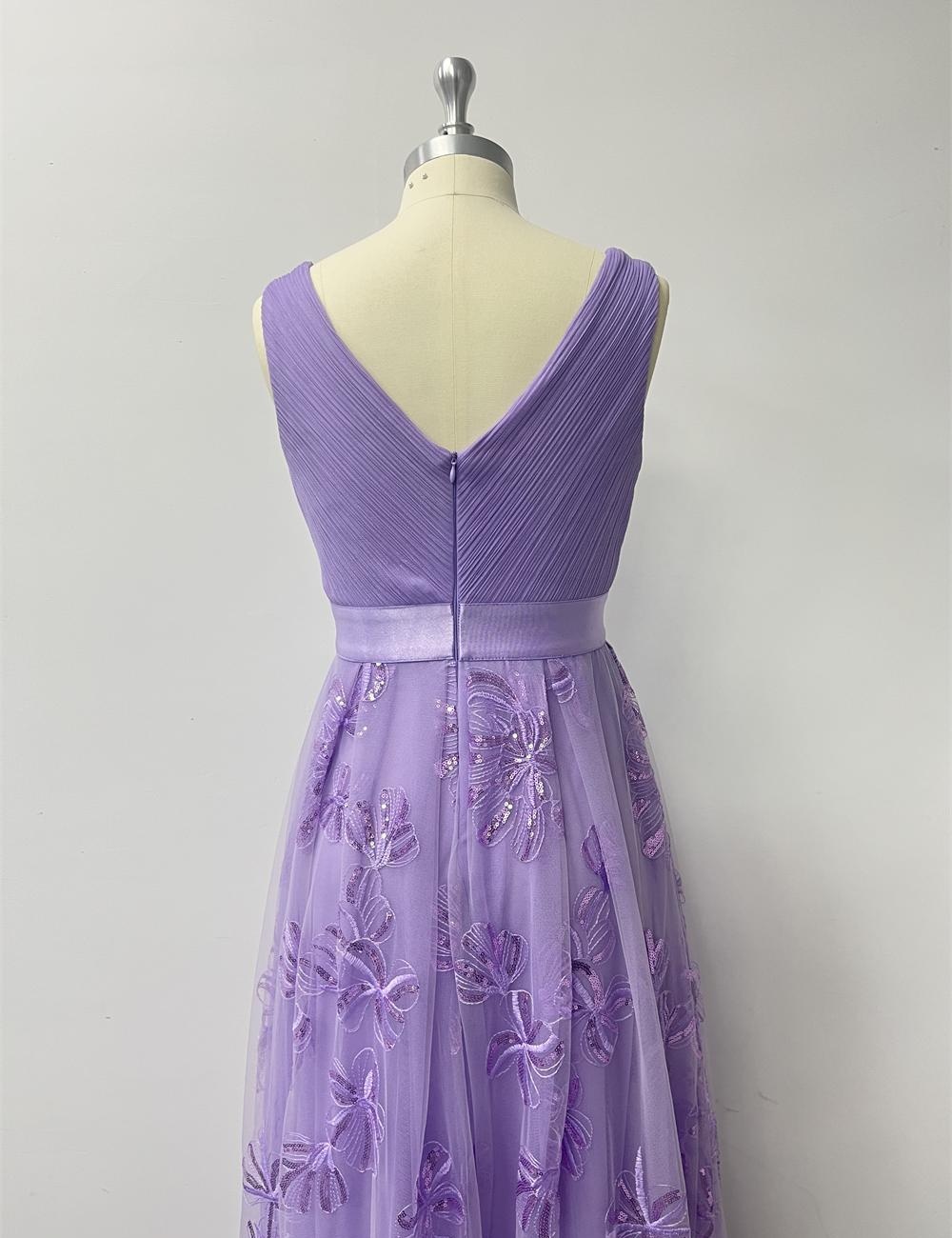 Back zipper party formal dress splice short sleeve prom dress