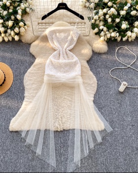 Commuting gauze A-line summer splice dress for women