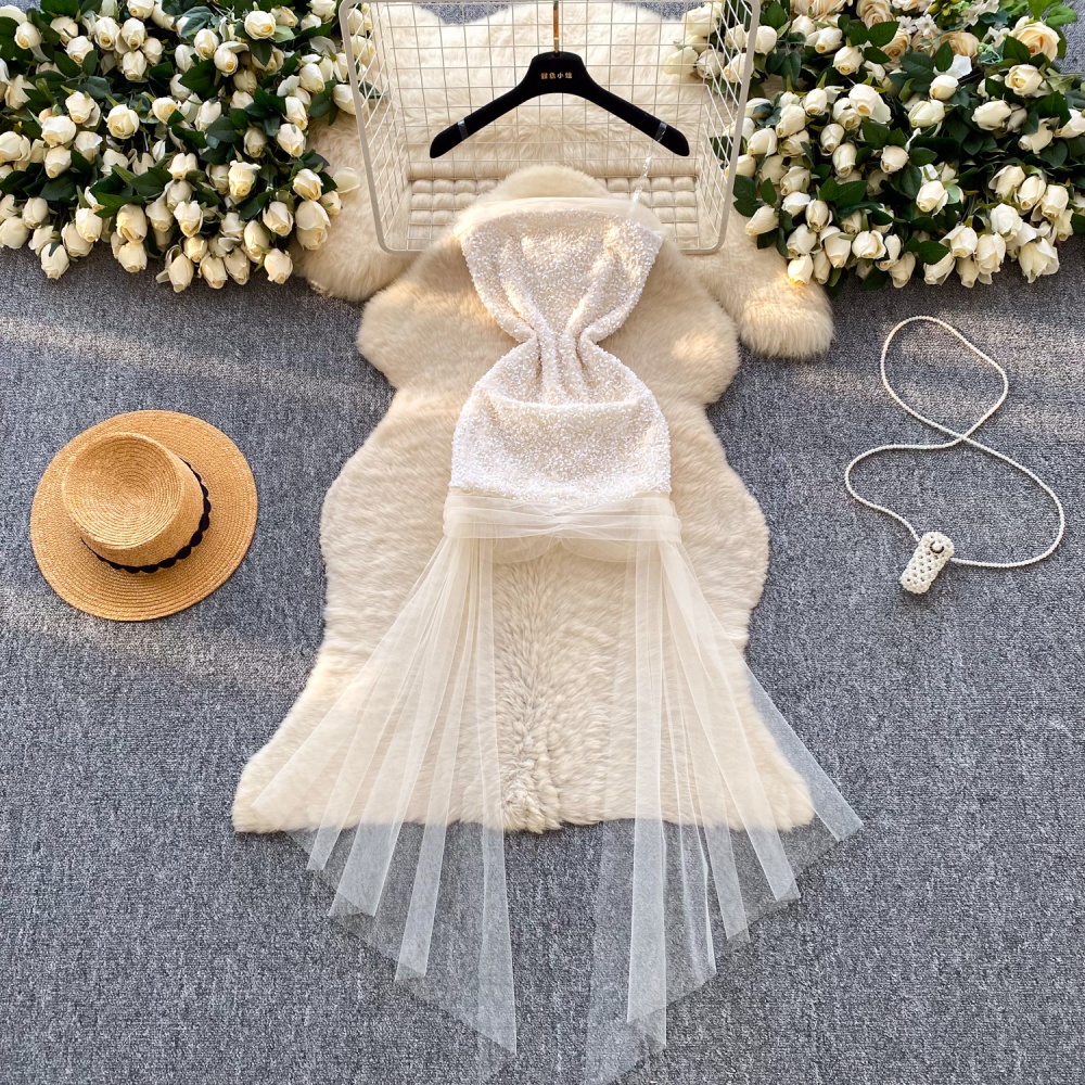 Commuting gauze A-line summer splice dress for women