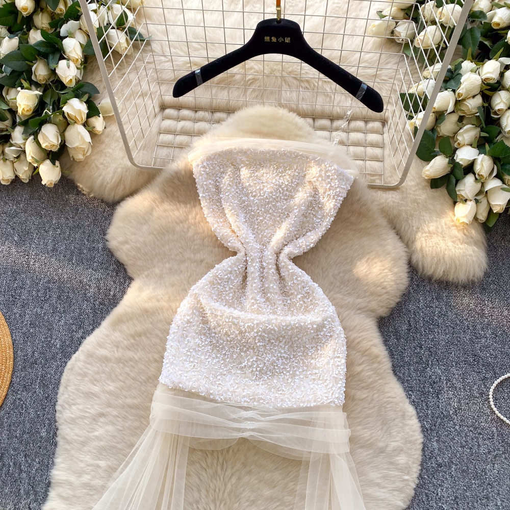 Commuting gauze A-line summer splice dress for women