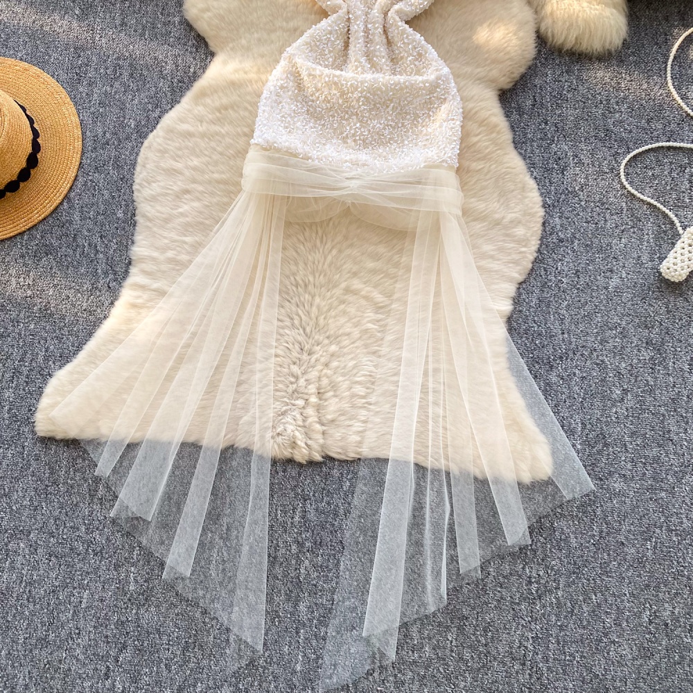 Commuting gauze A-line summer splice dress for women